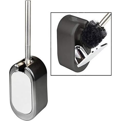 ZOLGINAH Brosse de Toilettes WC, Support de Brosse de Toilette Amovible Mural Toilette Brosse pour Nettoyage de la Salle, Design Moderne Décoratif - Noir (1/5)