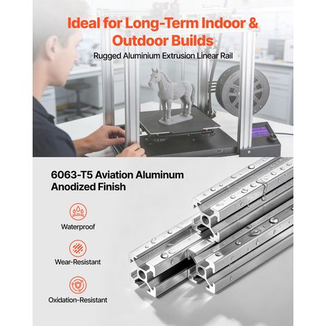 Profilé Aluminium Extrudé 2020 6 PCS Profilé Alu Anodisé 2000 mm Rainure en T Standard Européen pour Châssis d'Imprimante 3D, Machi… (1/5)
