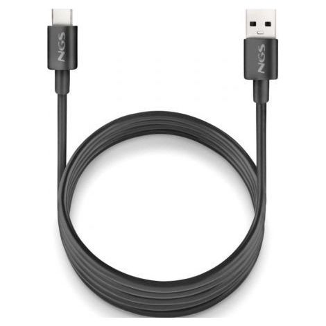 Cable USB 2.0 NGS ZYRO-AC/ USB Macho - USB Tipo-C Macho/ Hasta 15W/ 480Mbps/ 1m/ Negro