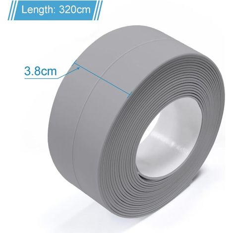 rotoli di nastro sigillante autoadesivo in PVC, ideale per lavello da cucina, WC, vasca da bagno, angoli delle pareti e piastrelle (grigio) (1/4)