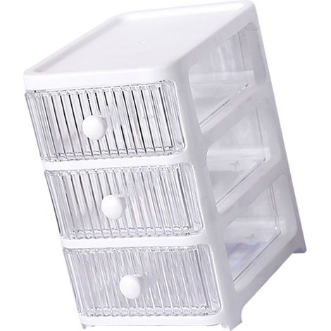 Schreibtisch-Aufbewahrungsbox mit Schubladen, mehrlagig, transparent, multifunktional, faltbar, Schreibtisch-Organizer für Zuhause, Schlafzimmer, Büro, 3-lagig (1/5)