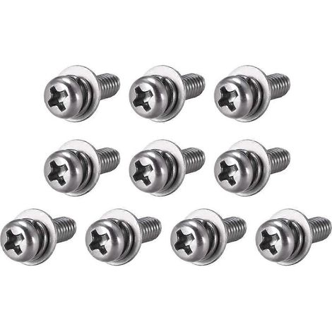 Vis à métaux M4 x 12 mm en acier inoxydable à tête cylindrique Phillips, avec rondelles élastiques et rondelles plates (lot de 10). (1/2)