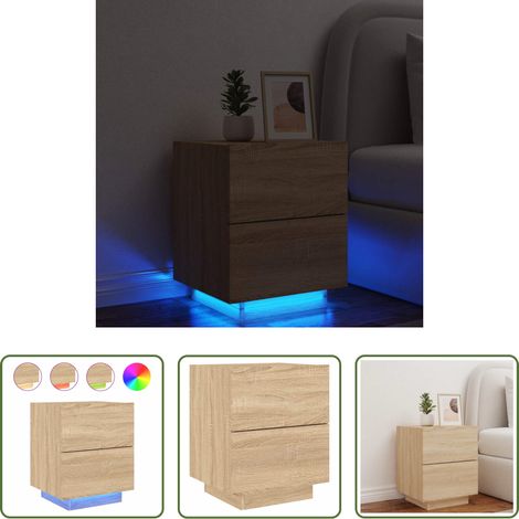 Éclairage LED - Armoire de chevet avec lumières LED chêne sonoma (1/5)