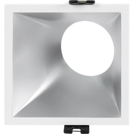Collerette spot encastrable carrée asymétrique - Faible UGR - - Argent