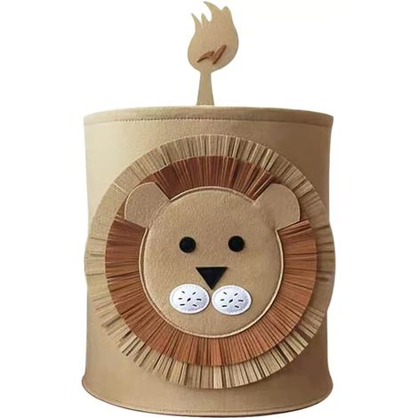 Panier à linge pliable mignon, panier à linge pour enfants, garçons et filles, bureau, chambre, vêtements, jouets (lion) 35 37 cm sans queue