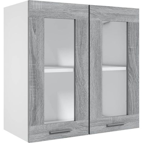 Maison Exclusive - Pensile in Vetro “Lyon” Grigio Sonoma 60x31x60 cm