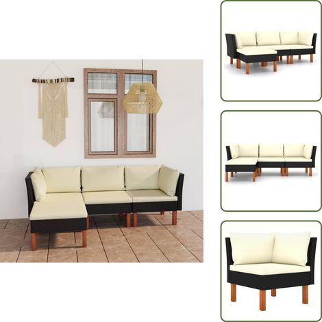 Muebles de exterior - vidaXL Set de muebles de jardín 4 pzas y cojines ratán sintético negro - Sofás de exterior