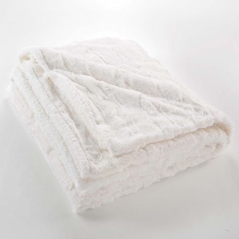 Plaid imitation fourrure/sherpa Foxy naturel 125x150 (1/4)