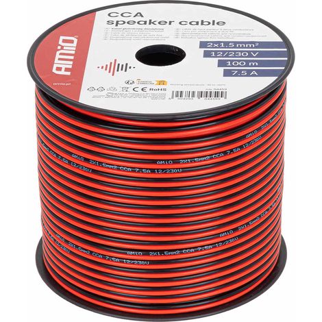 Cavo per altoparlanti a due conduttori CCA 2x1,5mm2 100m 7,5A amio-04459 (1/5)