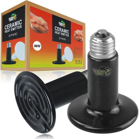 Lot de 2 lampes chauffantes 50 W en céramique pour reptiles, tortues, terrarium, tortues, terrarium, animaux pour reptiles, tortues, tagames barbus, poulet, chien (1/5)