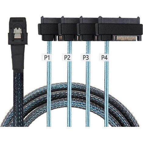 Mini-SAS-SFF-8087 auf 4 SFF-8482 Server-Festplatten-Datenkabel 1 m