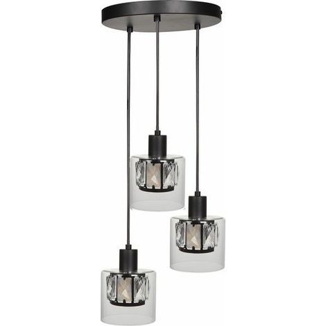 Suspension Elmo ronde 3 globes verre clair noir Reality (1/3)