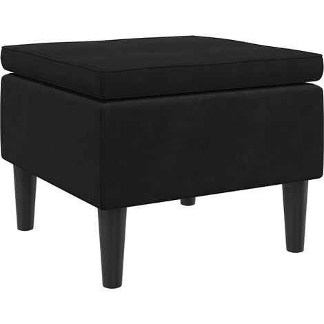 Tabouret avec pieds en bois Noir Velours (1/5)