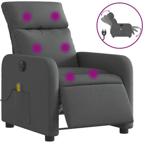 Maison Exclusive - Poltrona Reclinabile Massaggio Elettrica Grigio Scuro Tessuto