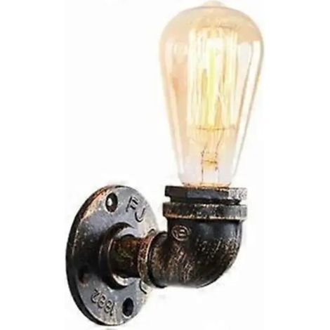 Lampe murale style industriel rétro, culot E27, style tuyau d'eau. Éclairage décoratif en métal.