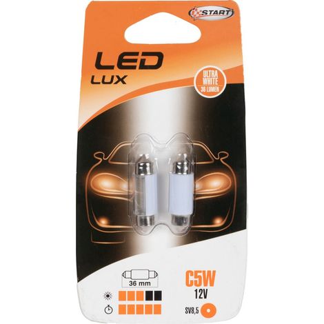 C10W Coppia di Lampadine 8 Led Siluro per luci auto 12V 10W SV8,5 (1/3)