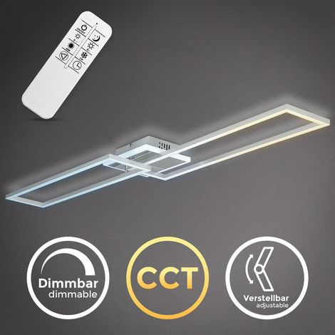 Deckenlampe 110x24,8 cm - 40W, 5200lm, LED, dimmbar, Fernbedienung, CCT, silberfarbig