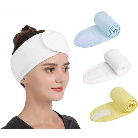 Gesichts-Stirnband – 3er-Set Stirnbänder für Make-up, Dusche und Bad, Haare, Sport, dehnbar und verstellbar, für schwitzende Köpfe (1/5)