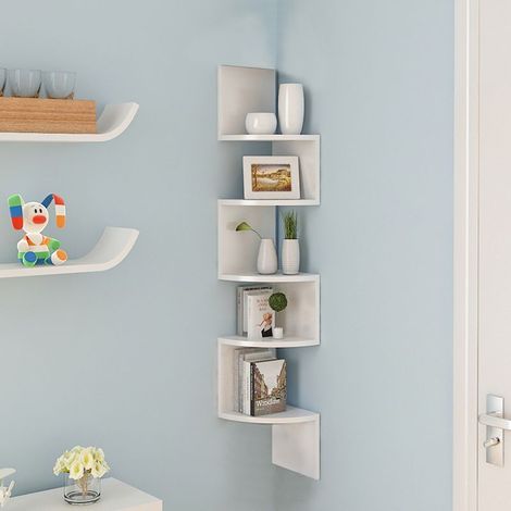 ® 5 Tier etagères d'angle flottantes rangement de fixation murale pour maison bureau salon chambre type 2 (1/3)