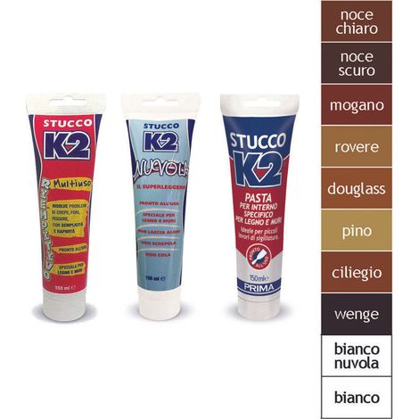 K2 STUCCO IN PASTA MULTIUSO COLORATO IN TUBETTO- - ml.150 - mogano - 6 pezzi K2