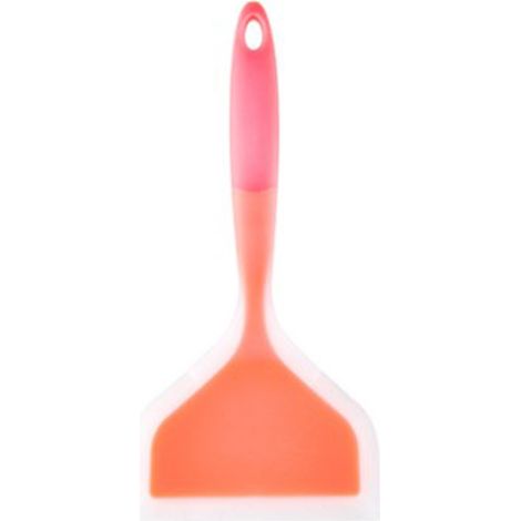 Spatule silicone souple orange translucide pour crêpes - large, plate et flexible - cuisson antiadhésive (1/5)