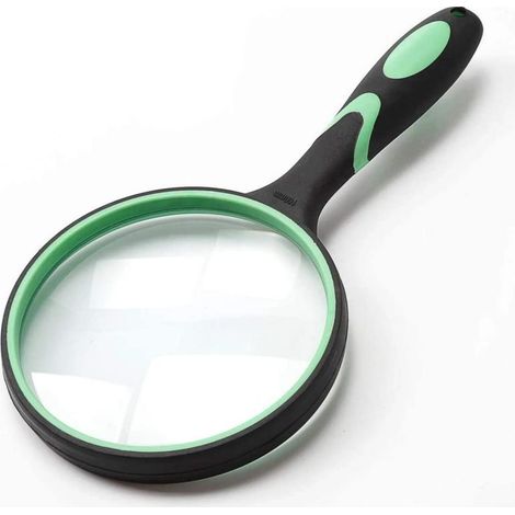 Lupa de lectura portátil de gran formato con aumento de 10x para personas mayores y niños – 100 mm (4 pulgadas) – lente de cristal auténtico para libros y periódicos. (1/4)