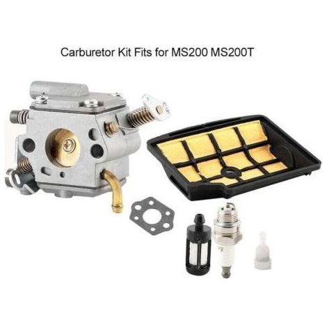 Carburateur MS200 pour tronçonneuse Stihl MS200 MS200T 020T 020, kit de remplacement de carburateur 11291200653, carburateur MS200T avec filtre à air, bougie d'allumage et conduite de carbu