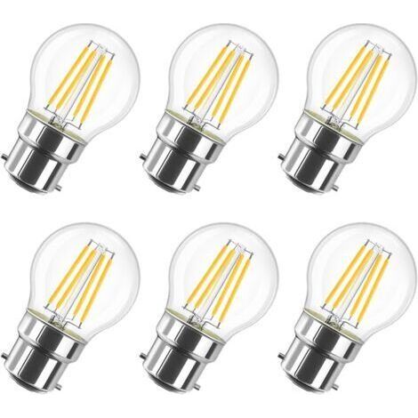BUNTHAUS 6W Ampoule LED Filament à Bayonnate G45 B22, 2700K Blanc Chaud, 806Lm, Ampoule Vintage, Non-Dimmable, Lot de 6 [Classe énergétique D]