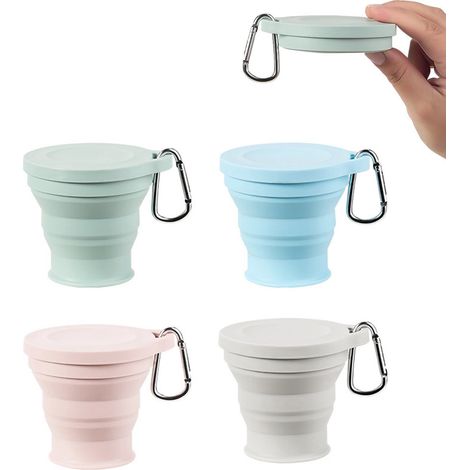 Faltbarer Becher – 4 Stück – Reisebecher – Kaffee-/Teebecher – 180 ml – Wiederverwendbar – Faltbar – Für unterwegs – Camping – Wiederverwendbar – Zum Mitnehmen (1/5)