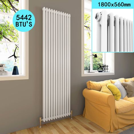 ELEGANT Traditional Horizontal Cast Iron Style 1800 x 550 mm Radiator with White Double Column (1/5)