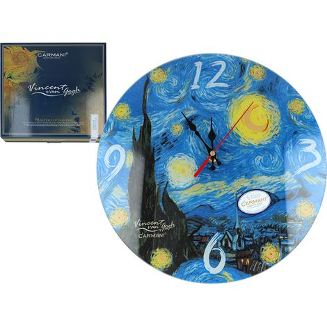 Dekorative Wanduhr mit Motiv aus Van Goghs Sternennacht-Gemälde „Carmani“ (1/5)