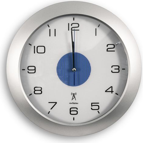 Fishtec – Horloge murale lumineuse Ø30 cm – 4 LED bleues – 3 modes d'éclairage – Radiopilotée avec réglage automatique été/hiver – Design moderne (1/5)