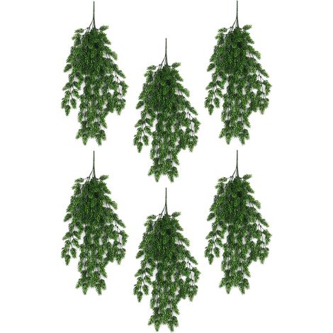 Pack of 6 x Hanging UV and Fire Resistant Artificial Clustered Fern Plant 128cm (1/4)