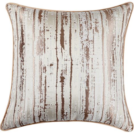 Fundas de cojín decorativas de lino de 45 x 45 cm, color gris y marrón, modernas, cuadradas, con estampado de madera a rayas, estilo retro, juego de 2. (1/5)