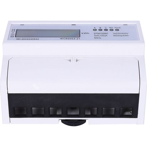 Digitaler Energieverbrauchszähler (230/400 V, 5–100 A), 3-phasig, kWh-Zähler mit LCD-Anzeige (1/5)