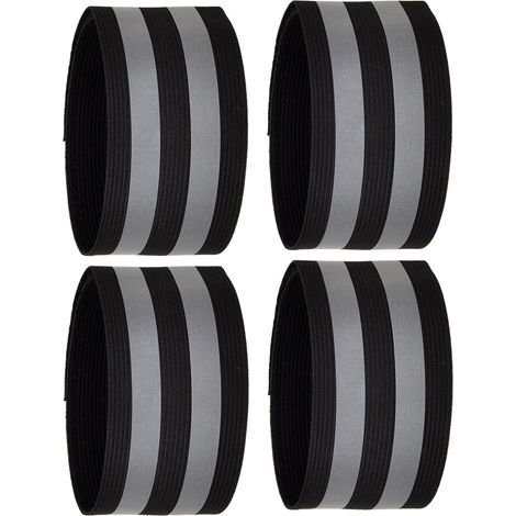 Bande Réfléchissante Pour Vélo - Protection De Pantalon En Tissu Noir - Pour Jogging Et Cyclisme Urbain - Lot De 4 Pièces 40cm (1/5)
