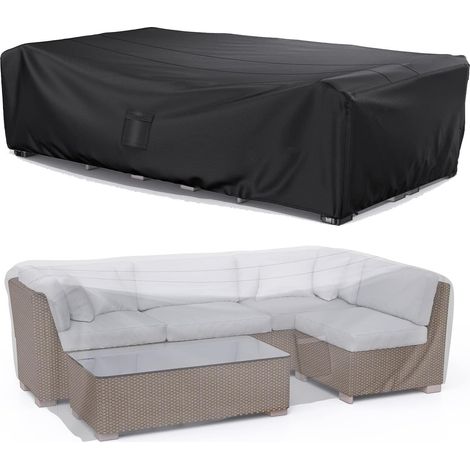 Housses de Meubles de Jardin 200x160x70cm, Housse de Canapé de Jardin en Tissu Oxford 600D Imperméable avec Revêtement PU, Housse de Coffre de Table avec évent pour Tables et Chaises, Canapés (1/5)