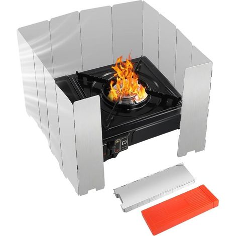 Pare-Vent Pliable, Plaques Pare-Vent Réchaud de Camping, Aluminium Plaques Camping Plein Air Pare Brise, Protection Antivent pour Réchaud à Gaz (1/5)