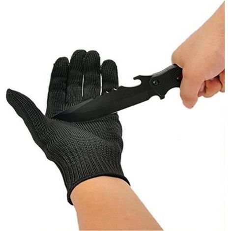 Gants de travail en fibres d\'acier inoxydable - MARGUERAS - résistant à la coupure - noir (1/4)
