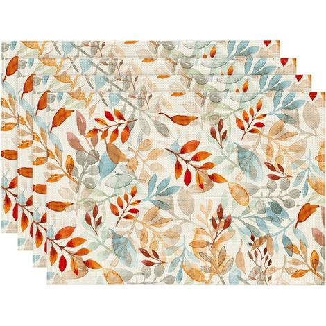Lot de 4 sets de table en forme de feuilles d'automne, 30 x 45 cm - Lavable - Décoration de fête (1/5)
