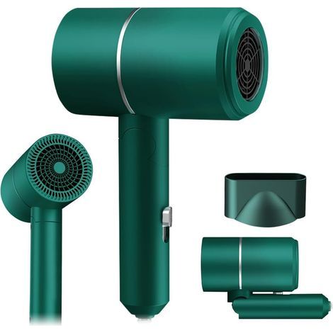 Sèche-cheveux Pliable, 800W Sèche-Cheveux de Voyage Pliable, Professionnel Sèche-Cheveux, 2 Températures, 1 Buses, pour Voyages, Maison, Salon (Vert) (1/5)