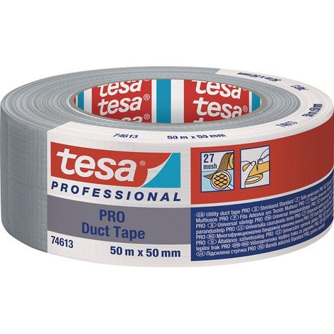 Adhésif toilé Duct Tape PRO 74613 argent mat longueur 50 m largeur 50 mm TESA