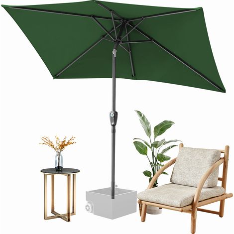 Randaco Sonnenschirm 140x210cm, Gartenschirm, knickbar, Schirmtuch mit PA-Beschichtung, UV-Schutz bis UPF 50+, ohne Ständer, Grün