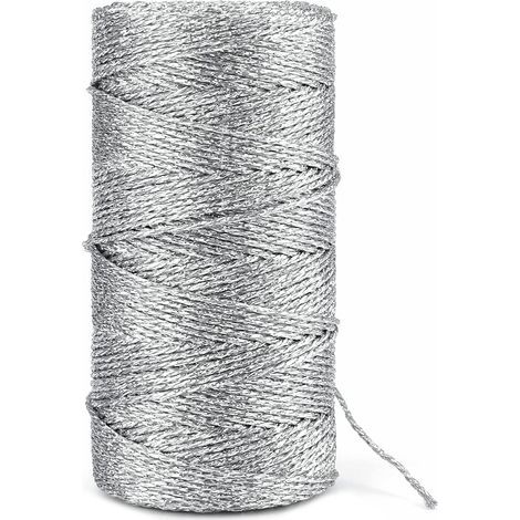 Silberne Verpackungsschnur 1 mm – 100 m Metallschnur, glänzende dekorative Bäckerschnur, Schnur zum Geschenkverpacken, Schnur zur Schmuckherstellung, Schnur für Weihnachtsdekorationen (1/5)