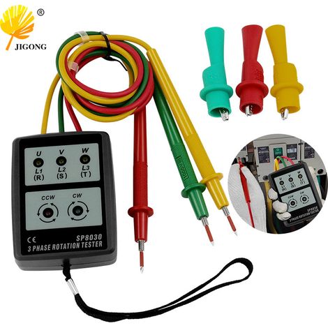 Séquenceur de phase portable, ampèremètre triphasé, séquenceur de phase triphasé, testeur de phase