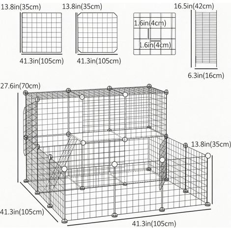 31 pièces de cage pour petits animaux, lapin avec porte et barrière pour une utilisation intérieure et extérieure (1/5)