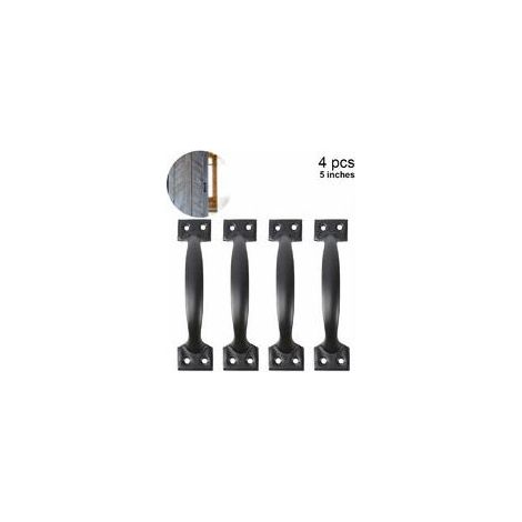 4 pièces poignées de porte de grange poignées de porte pour clôtures en bois poignée d'armoire vintage pour armoire de cuisine meubles tiroir matériel d'armoire, 5 pouces, noir (1/5)