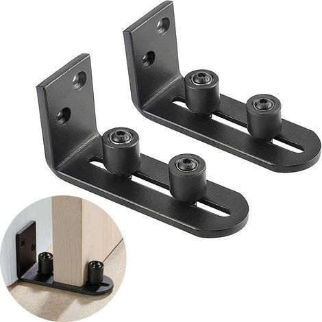 Juego de 2 guías de suelo para puertas correderas, guías de fondo plano para puertas correderas, juego de guías de rodillos de soporte de pared ajustables para puertas correderas de varios tamaños