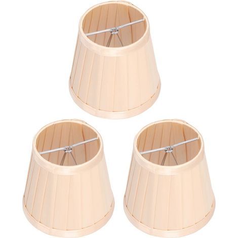 3 pièces abat-jour en tissu E14 à clipser sur le couvercle de lampe en tissu pour lustre applique murale décoration de bureau (or clair) (1/5)