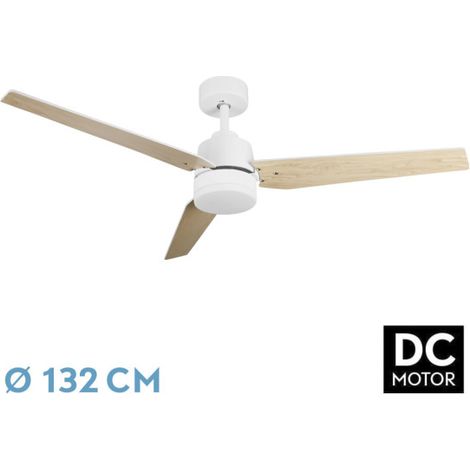 Ventilador de techo LED "Captus" regulable con control remoto (22W 3CCT 2180lm) IP20 Ø132cm color blanco y haya (1/3)